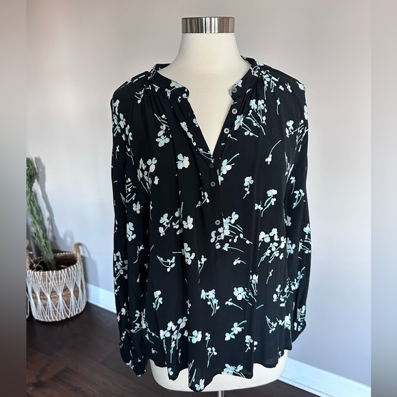 NWTs J Crew Reimagined Long-sleeve floral drapey popover/button up shirt/blouse - Picture 4 of 16